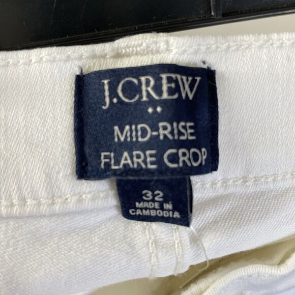 J.CREW Jeans Women 32 Flare Crop NEW White Raw Hem Stretch BO933 - Picture 12 of 16